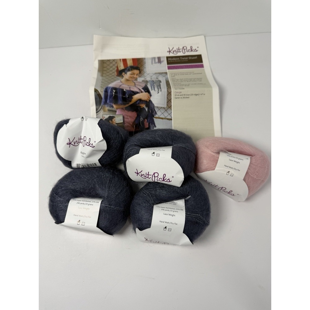 Knit Picks ALOFT 75% Mohair 25% Silk Yarn B Lace Weight Made Italy Modern Shawl‎